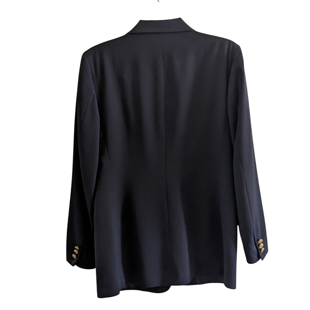 Vintage Ann Freedberg 2 Piece Suit Navy 10 Jacket & Skirt Kick Pleat - Picture 2 of 8